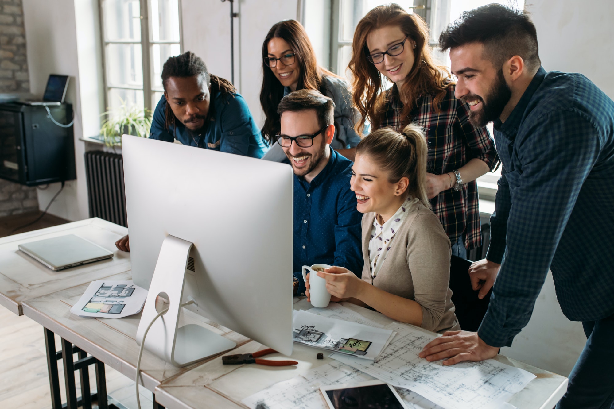 Software engineers working on project